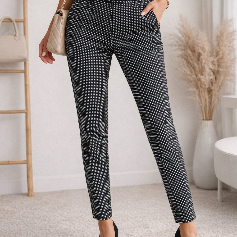 Michael Kors Black & White Microdot Cropped Slim Pants